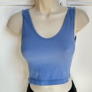 ANWND  Simons Blue Ribbed Cropped Tank Top
Size M/L